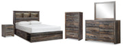 Drystan Queen Bookcase Storage Bed, Dresser, Mirror, Chest and Nightstand