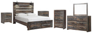 Drystan Queen Panel Storage Bed, Dresser, Mirror, Chest and 2 Nightstands
