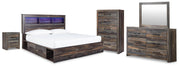 Drystan King Bookcase Storage Bed, Dresser, Mirror, Chest and Nightstand