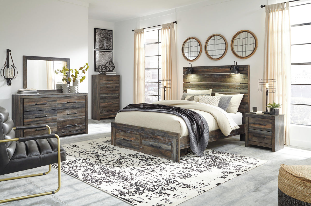 Drystan Panel Bed with 2 Storage Drawers - Queen