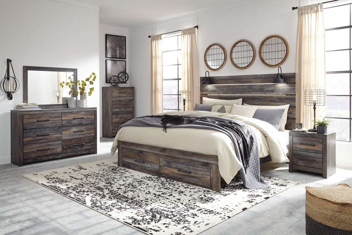 Drystan Panel Bed with 2 Storage Drawers - King