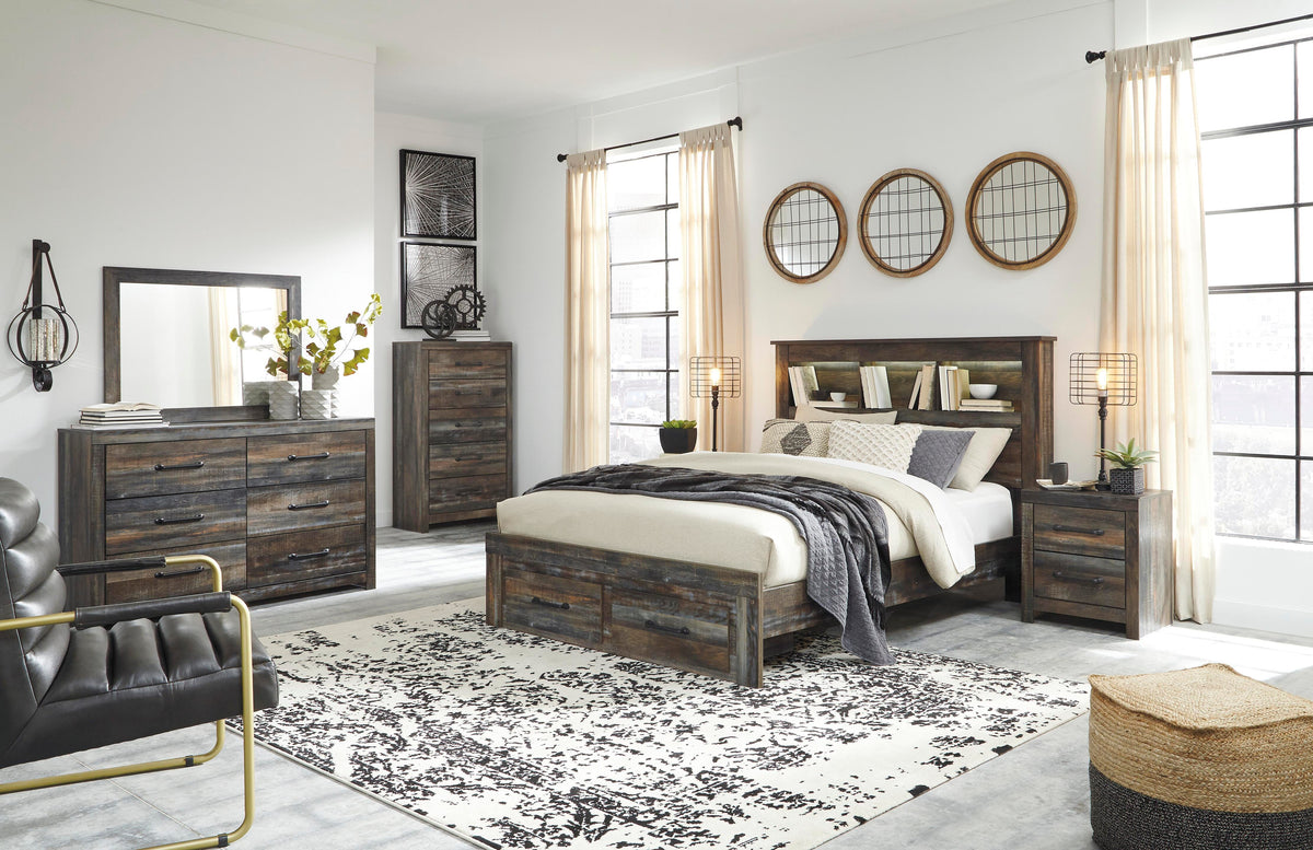 Drystan Bookcase Bed with 2 Storage Drawers - Queen