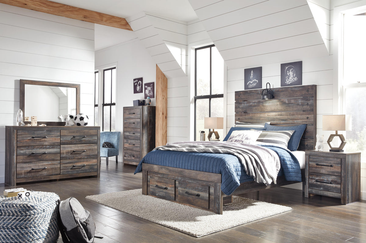 Drystan Queen Panel Bed with 2 Storage Drawers