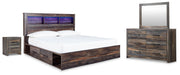 Drystan King Panel Storage Bed, Dresser, Mirror and Nightstand