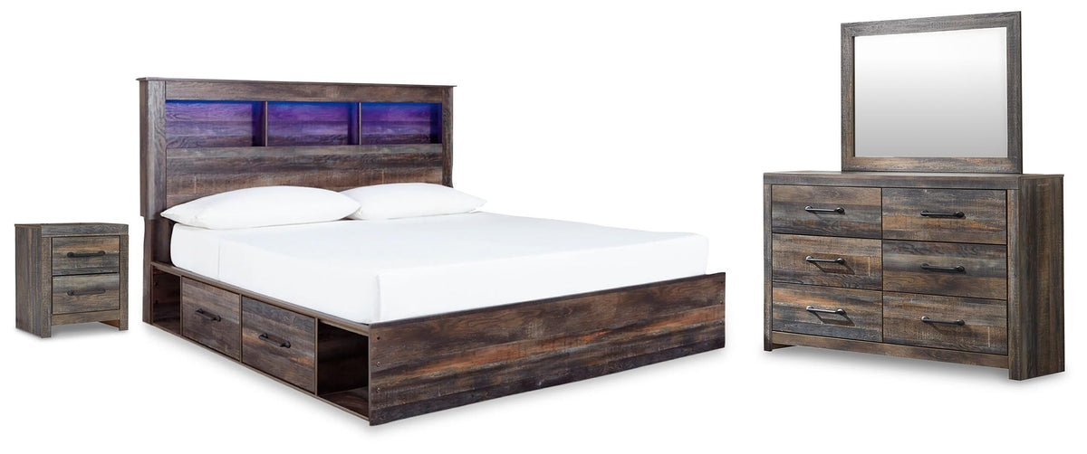 Drystan King Panel Storage Bed, Dresser, Mirror and Nightstand