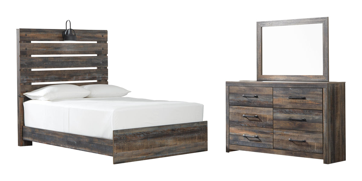 Drystan Panel Bed Set - Full, Dresser and Mirror