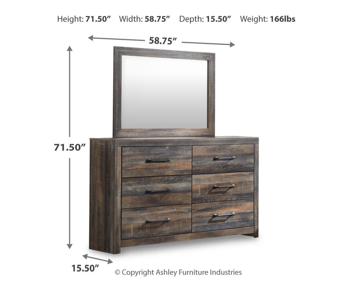 Drystan Queen Bookcase Storage Bed, Dresser, Mirror, Chest and Nightstand