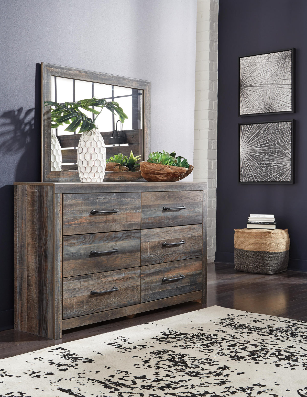 Drystan Queen Panel Storage Bed, Dresser, Mirror, Chest and 2 Nightstands