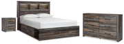 Drystan Queen Bookcase Bed with Storage, Dresser and Nightstand