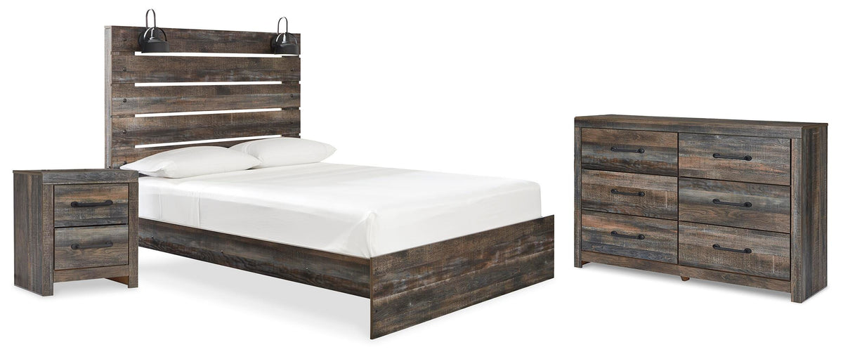 Drystan Panel Bed Set - Queen, Dresser and Nightstand