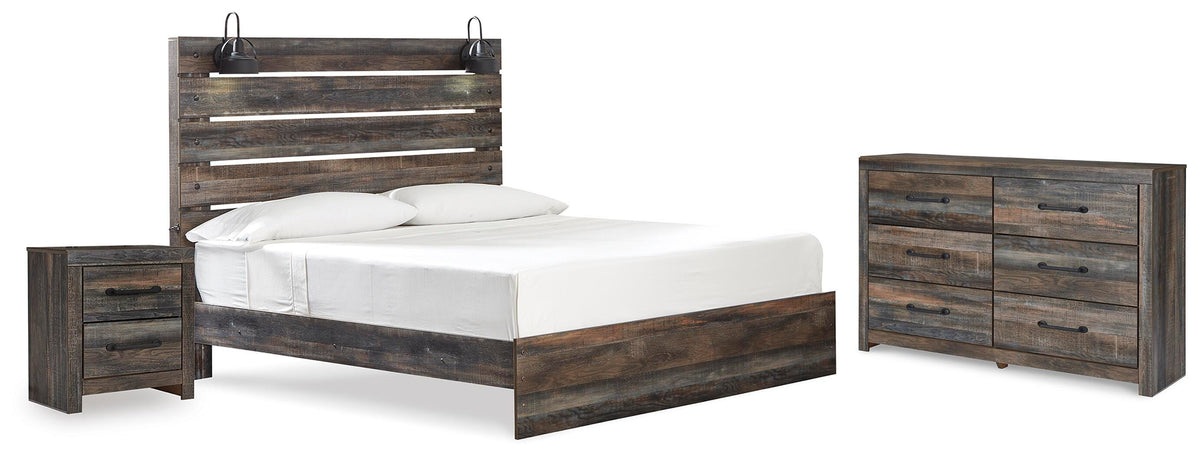 Drystan Panel Bed Set - King, Dresser and Nightstand