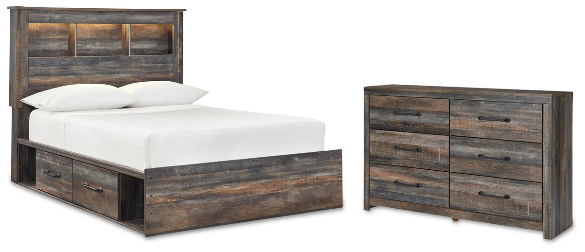 Drystan Full Bookcase Bed with 2 Storage Drawers with Dresser