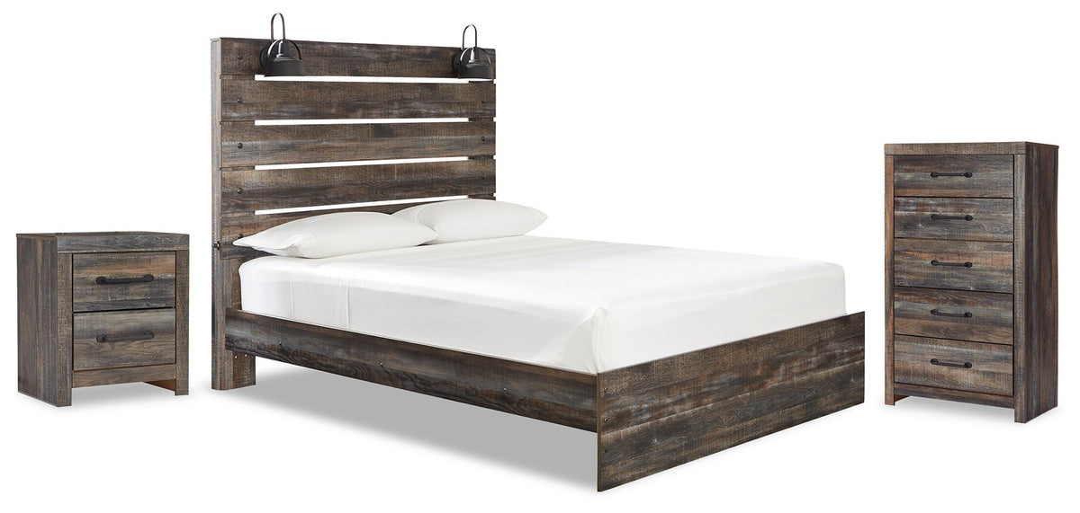 Drystan Panel Bed Set - Queen, Chest and Nightstand