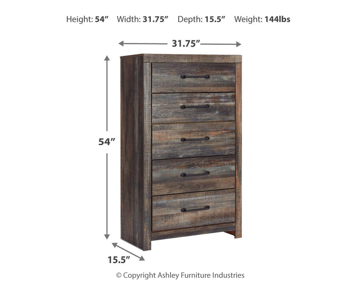 Drystan Queen Bookcase Storage Bed, Dresser, Mirror, Chest and Nightstand