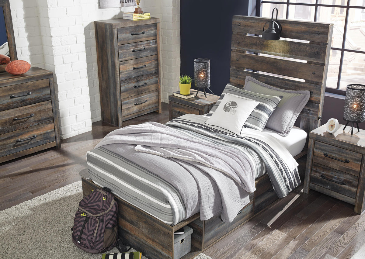 Drystan Panel Bed with 2 Storage Drawers - Twin