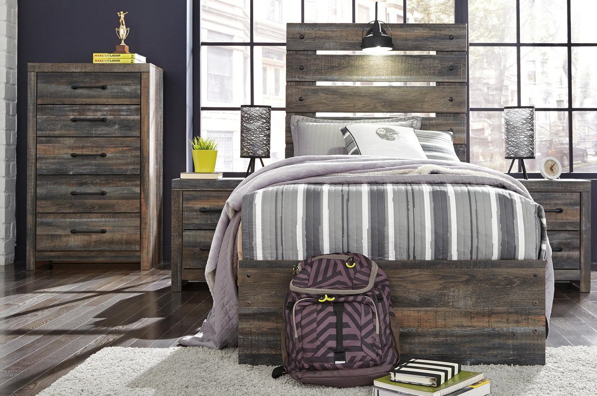 Drystan Queen Panel Bed with 4 Storage Drawers