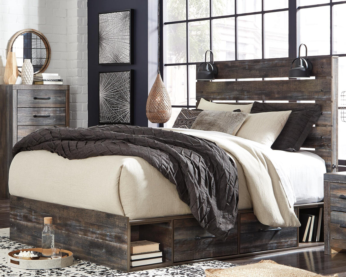 Drystan Queen Panel Bed with Storage, Chest and Nightstand