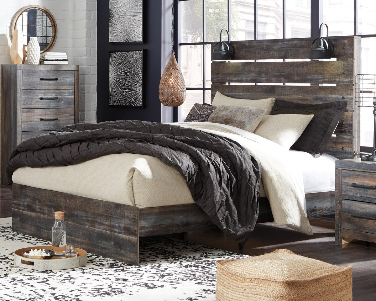 Drystan Panel Bed Set - Queen, 2 Nightstands