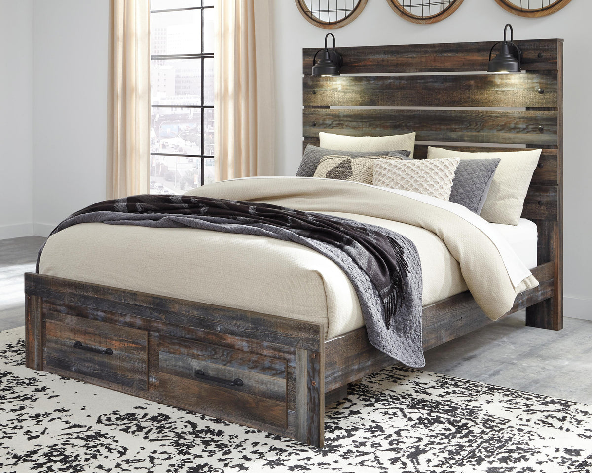 Drystan Panel Bed with 2 Storage Drawers - Queen