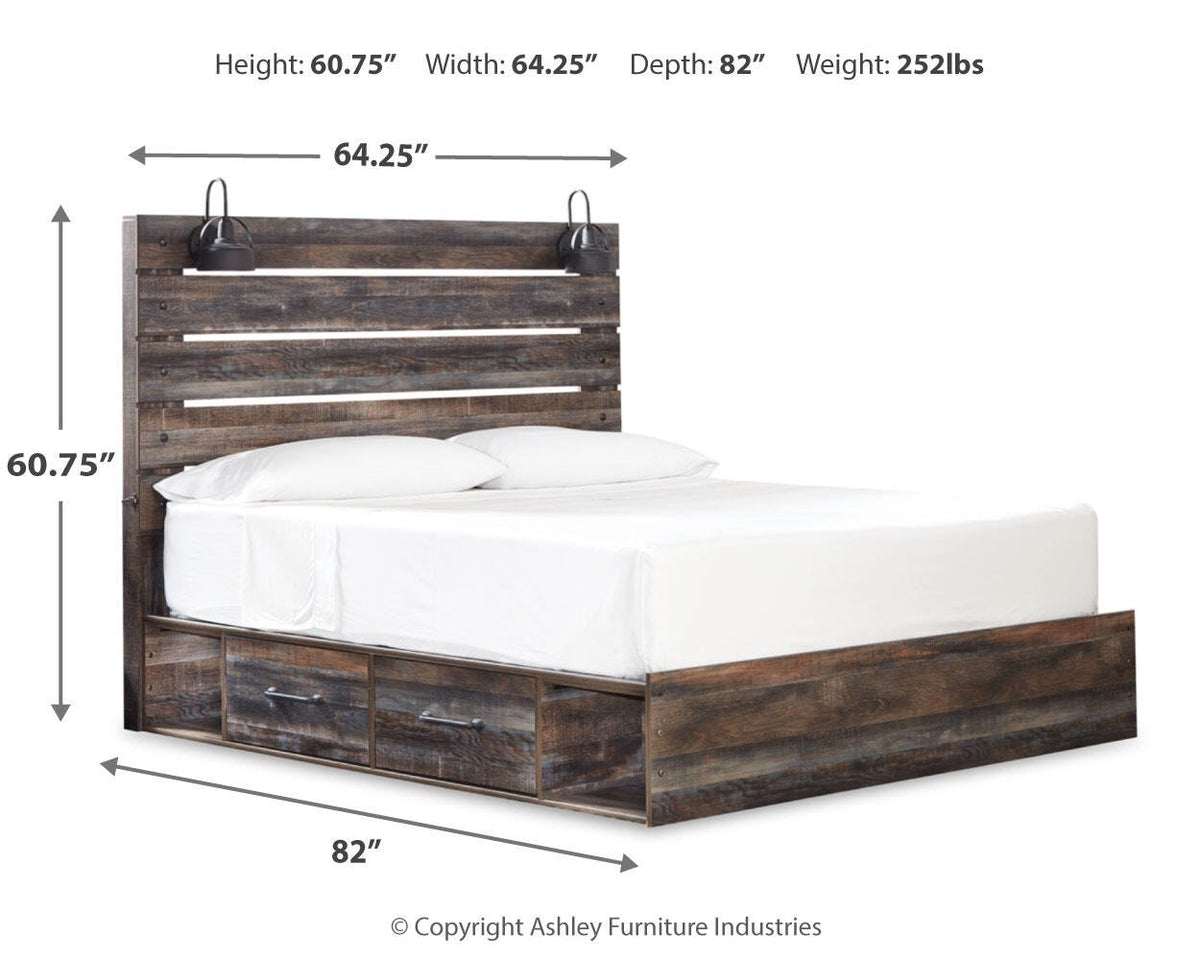 Drystan Queen Panel Bed with 2 Storage Drawers