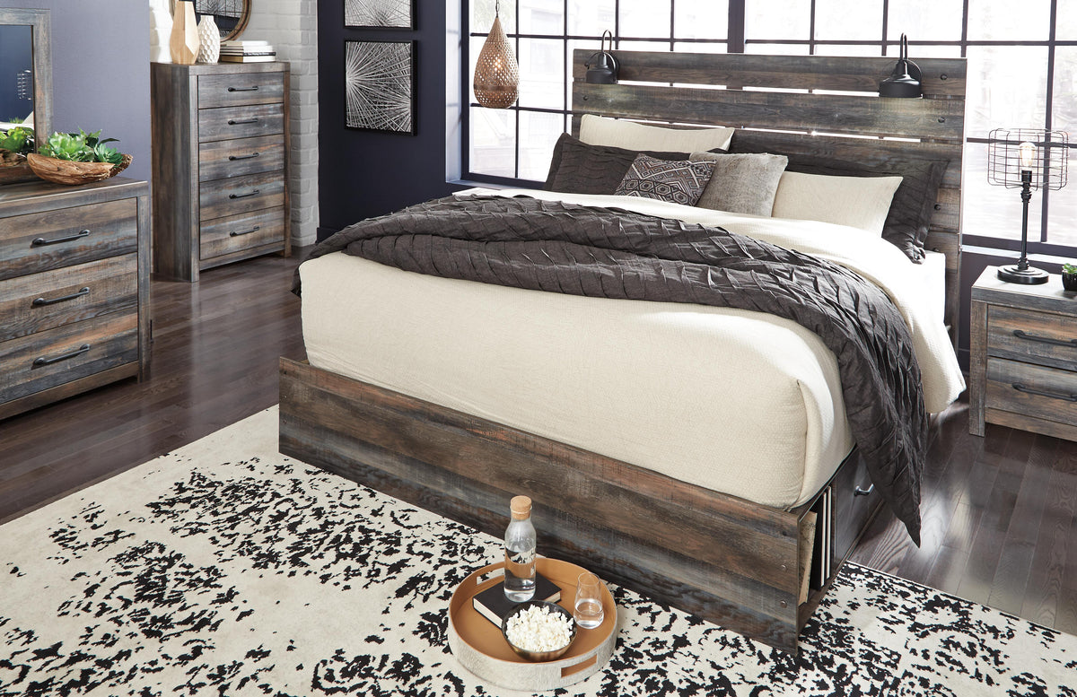 Drystan Queen Panel Bed with 4 Storage Drawers