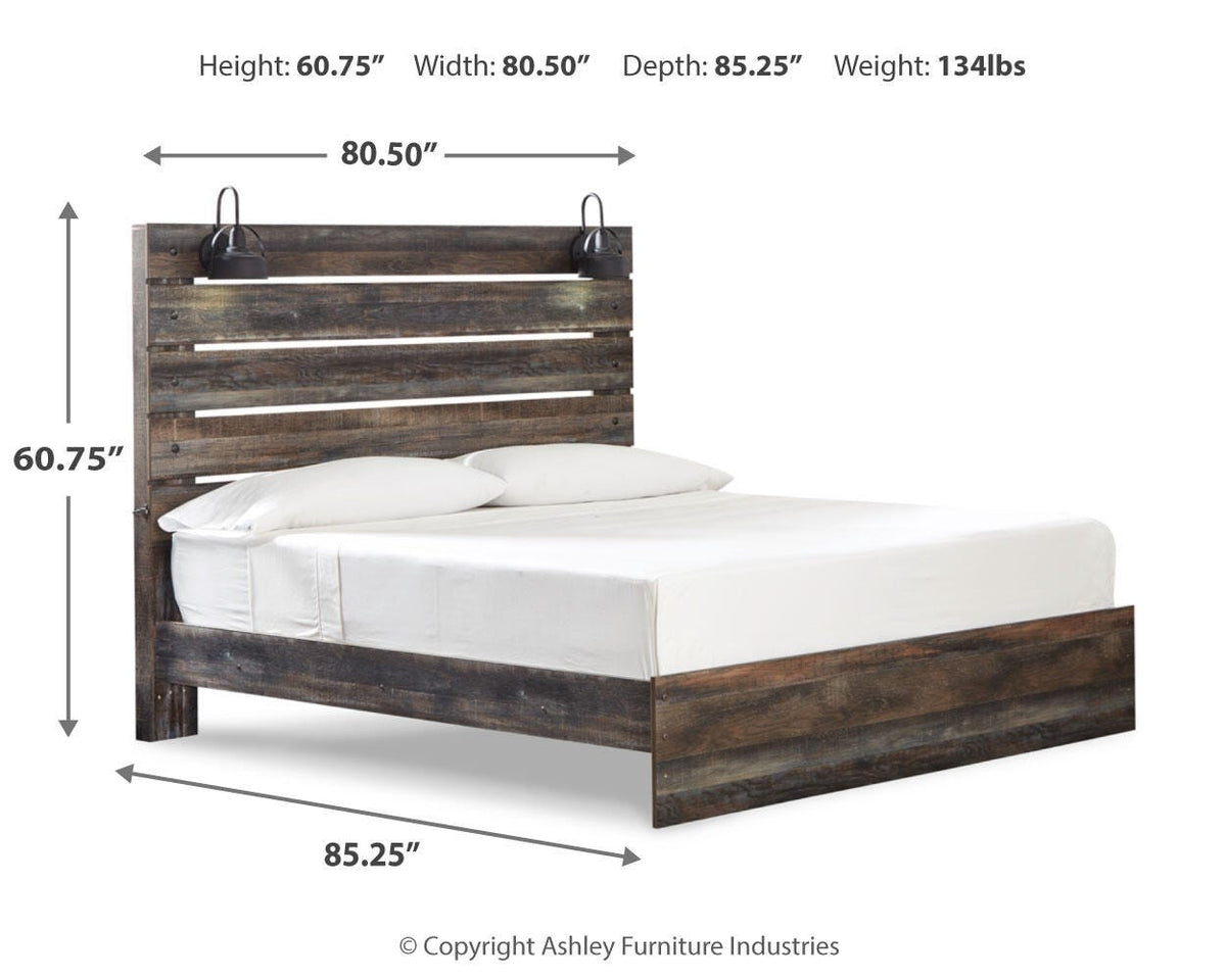 Drystan Panel Bed Set - King, Chest and Nightstand