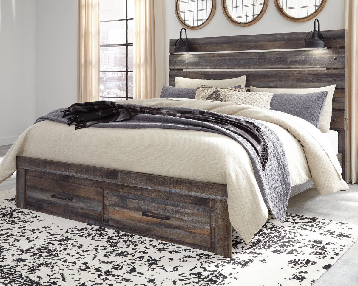 Drystan Panel Bed with 2 Storage Drawers - King