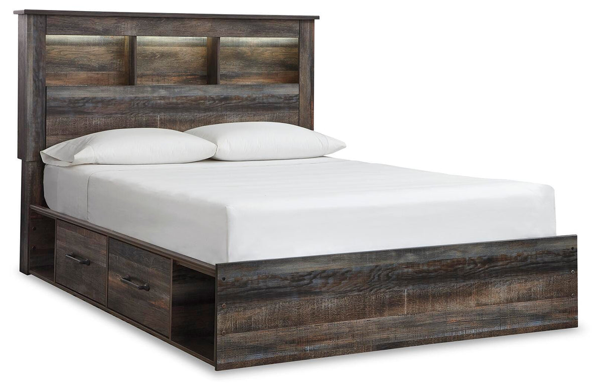 Drystan Queen Bookcase Storage Bed, Dresser, Mirror and 2 Nightstands