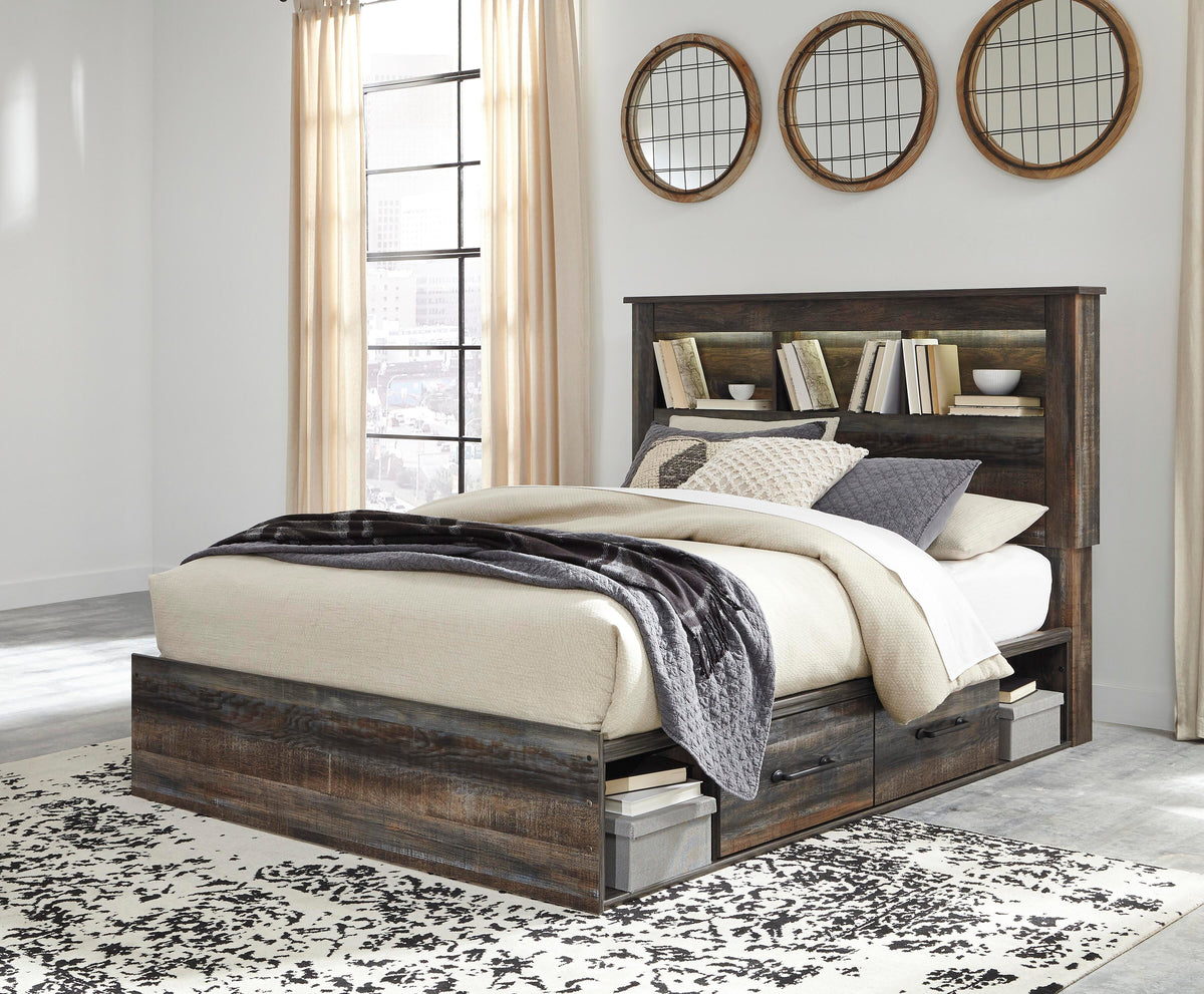 Drystan Bookcase Bed with 4 Storage Drawers Set - Queen, Dresser