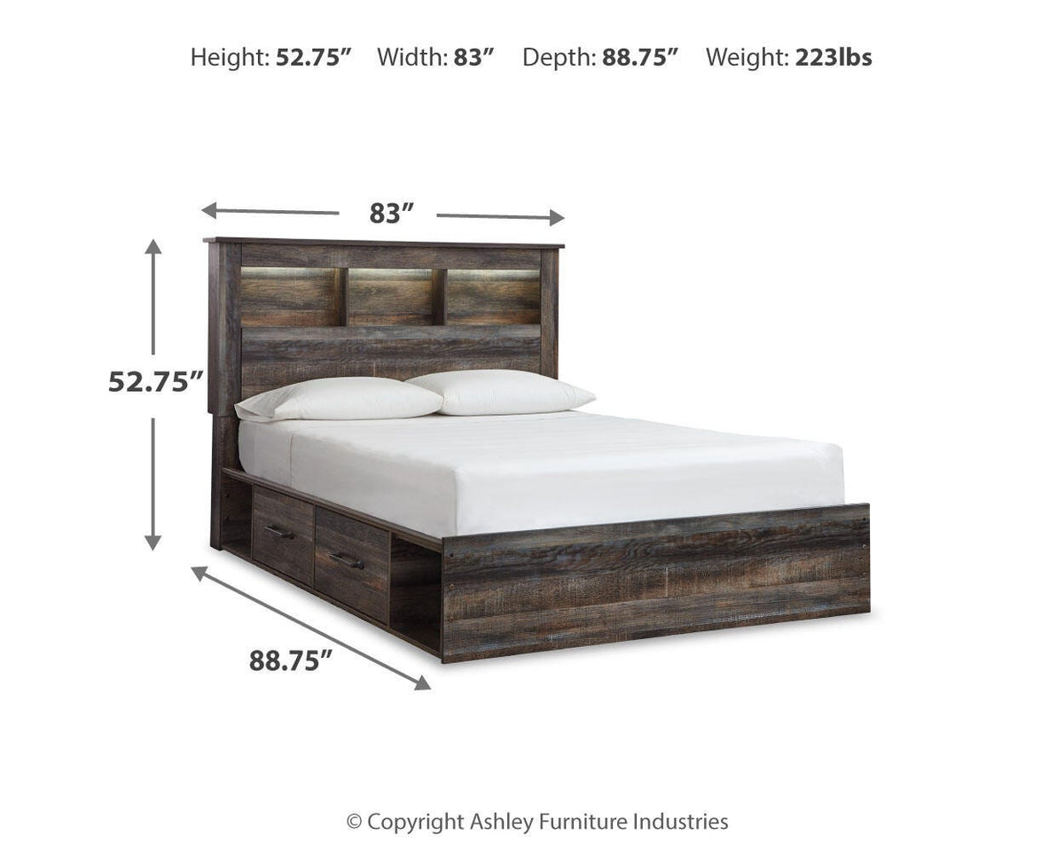 Drystan Bookcase Bed with 2 Storage Drawers - Queen