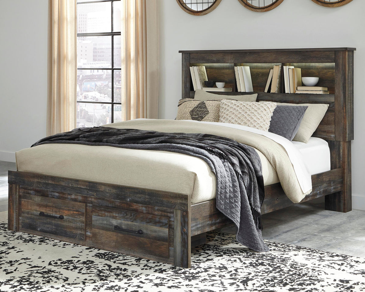 Drystan Bookcase Bed with 2 Storage Drawers - Queen
