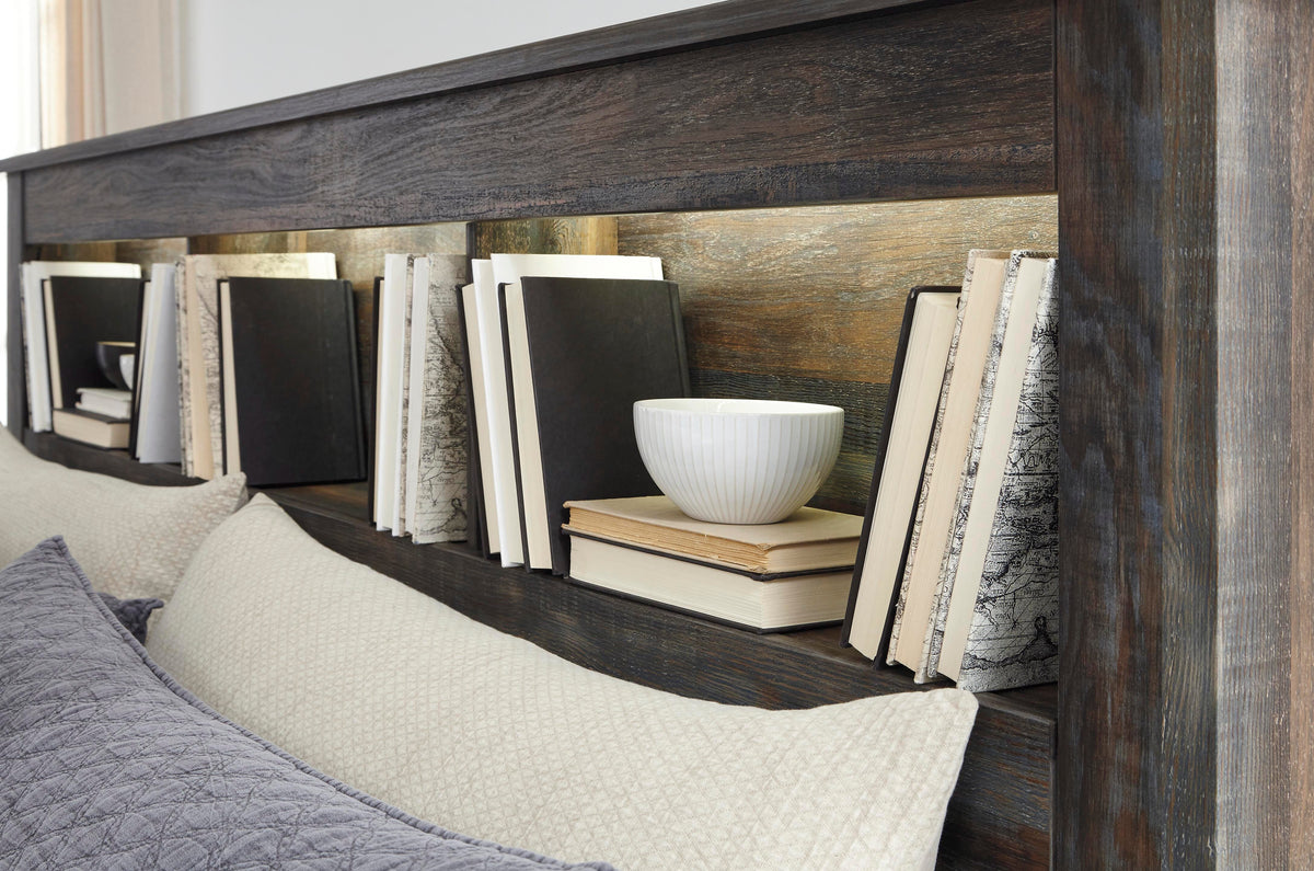 Drystan Bookcase Bed with 4 Storage Drawers Set - King, Mirrored Dresser
