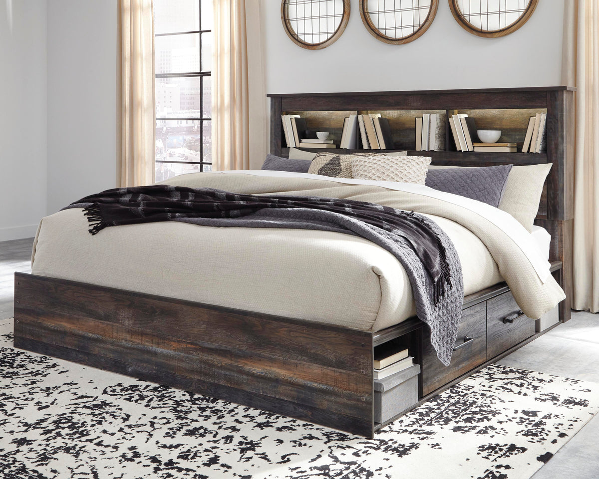 Drystan Queen Bookcase Bed with 4 Storage Drawers