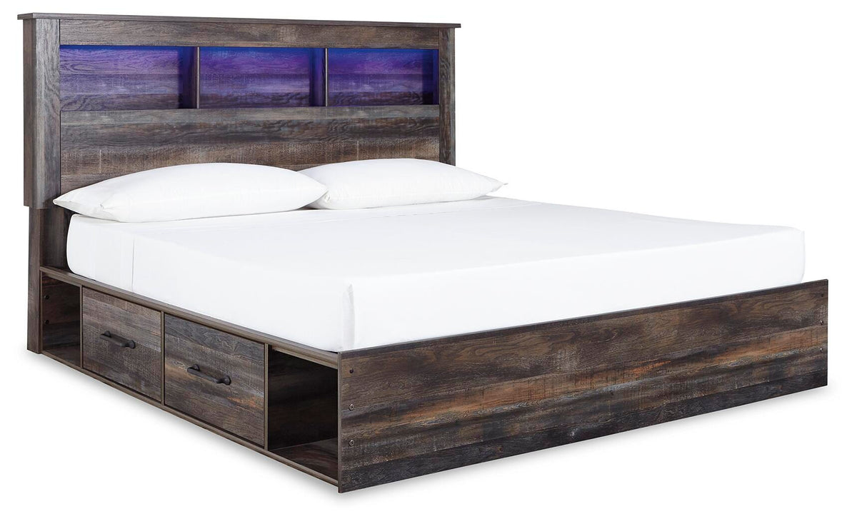 Drystan Queen Bookcase Bed with 2 Storage Drawers