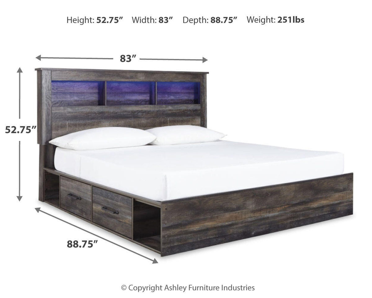 Drystan Bookcase Bed with 2 Storage Drawers - King