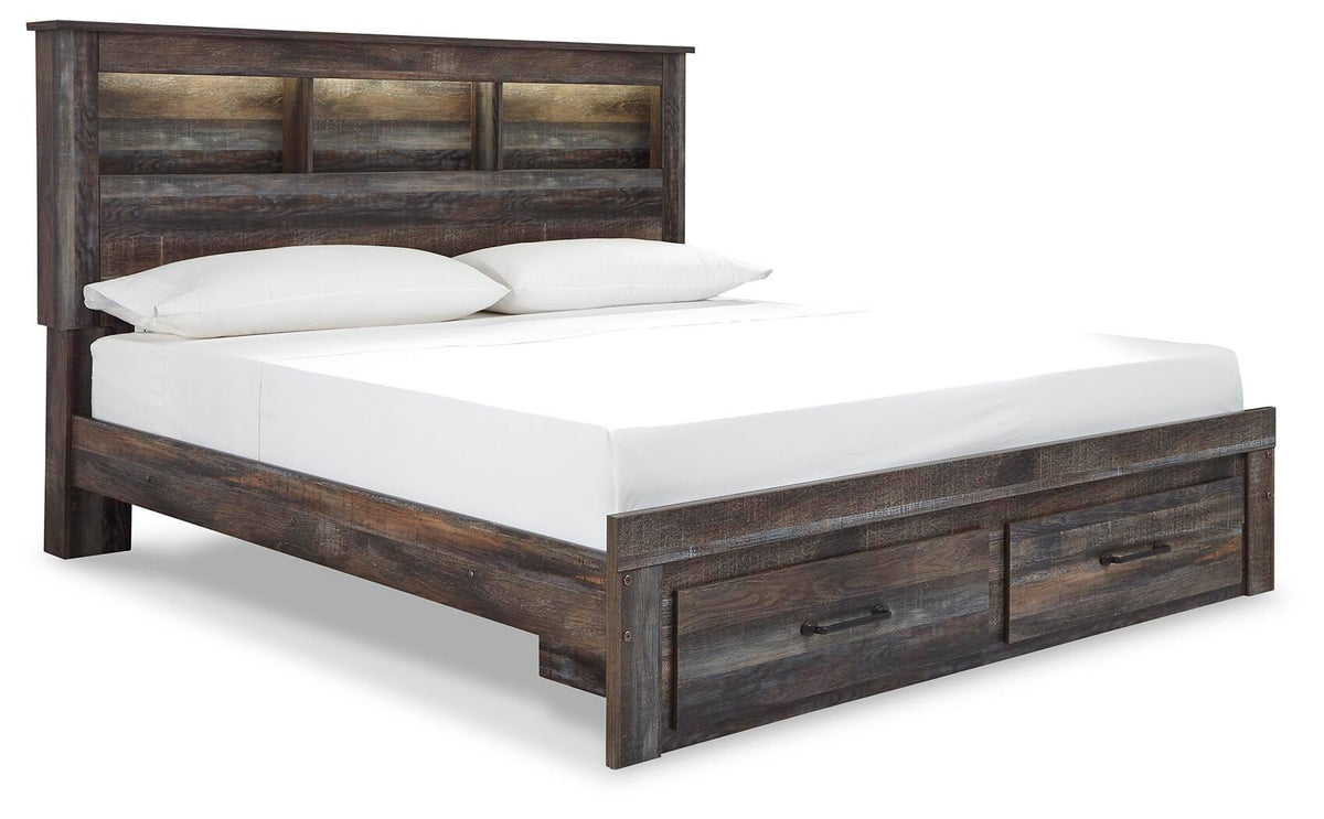Drystan Queen Bookcase Bed with 2 Storage Drawers
