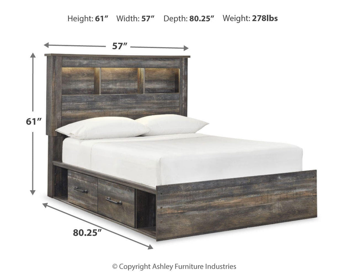 Drystan Queen Bookcase Bed with 4 Storage Drawers