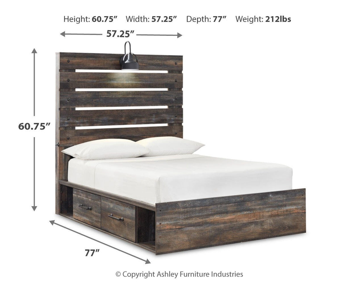 Drystan Panel Bed with 2 Storage Drawers - Full