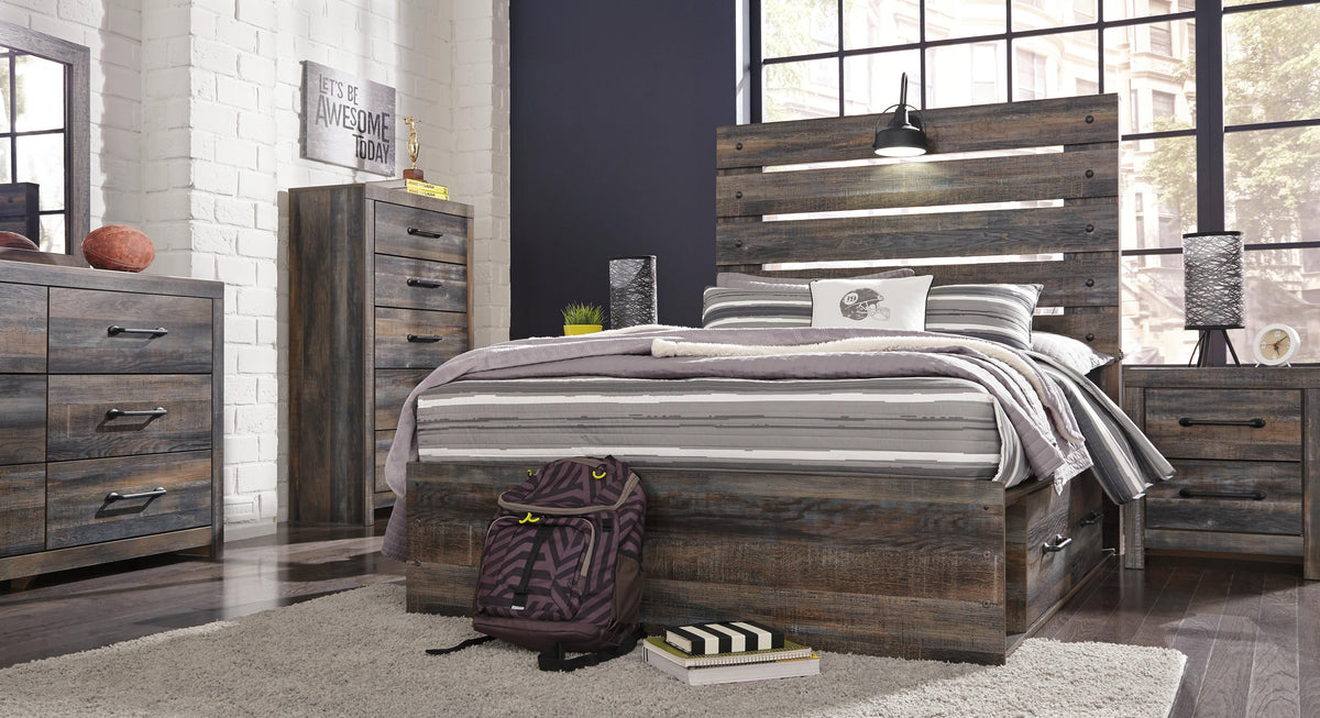 Drystan Queen Panel Bed with 4 Storage Drawers