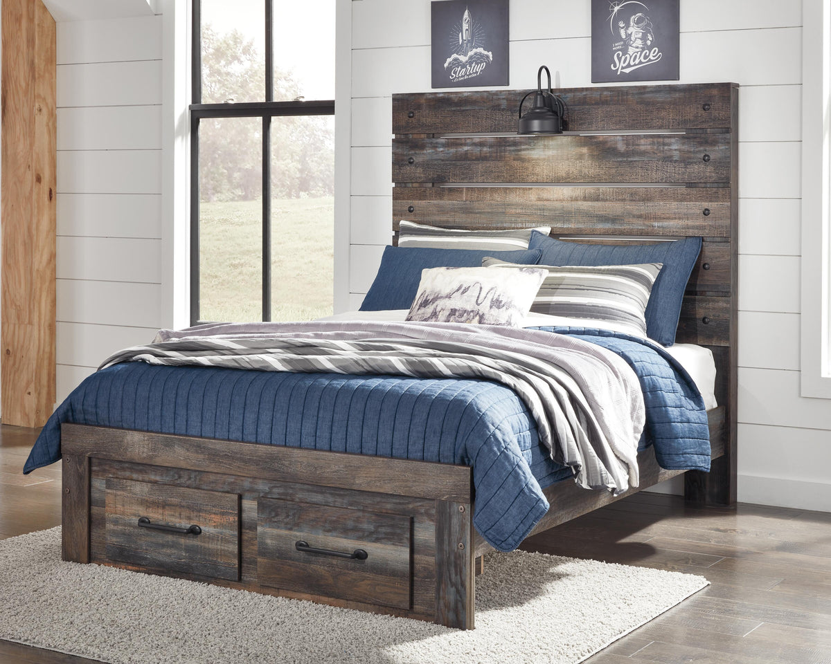 Drystan Full Panel Storage Bed, Dresser, Mirror and Nightstand