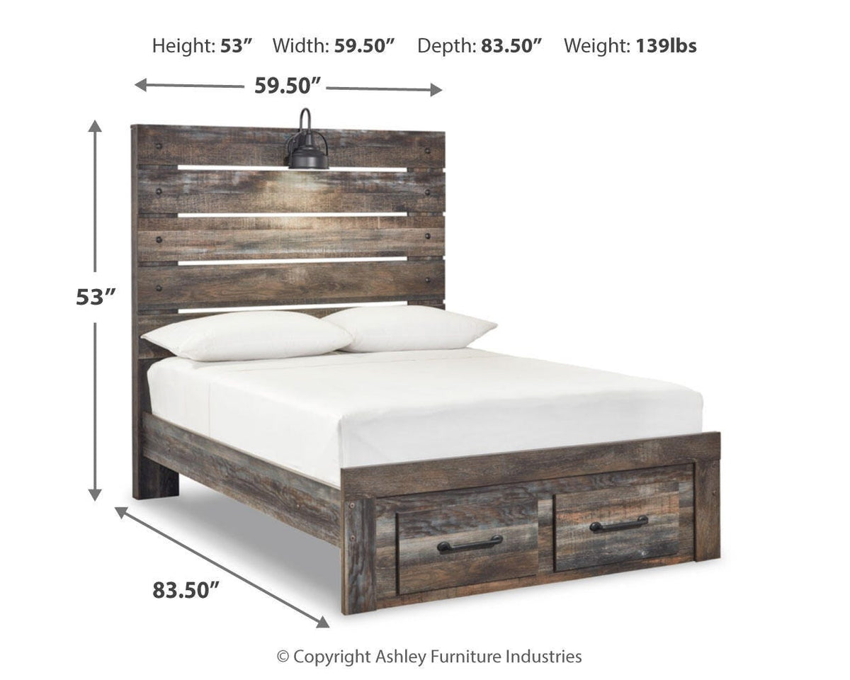 Drystan Full Panel Storage Bed, Dresser, Mirror and Nightstand