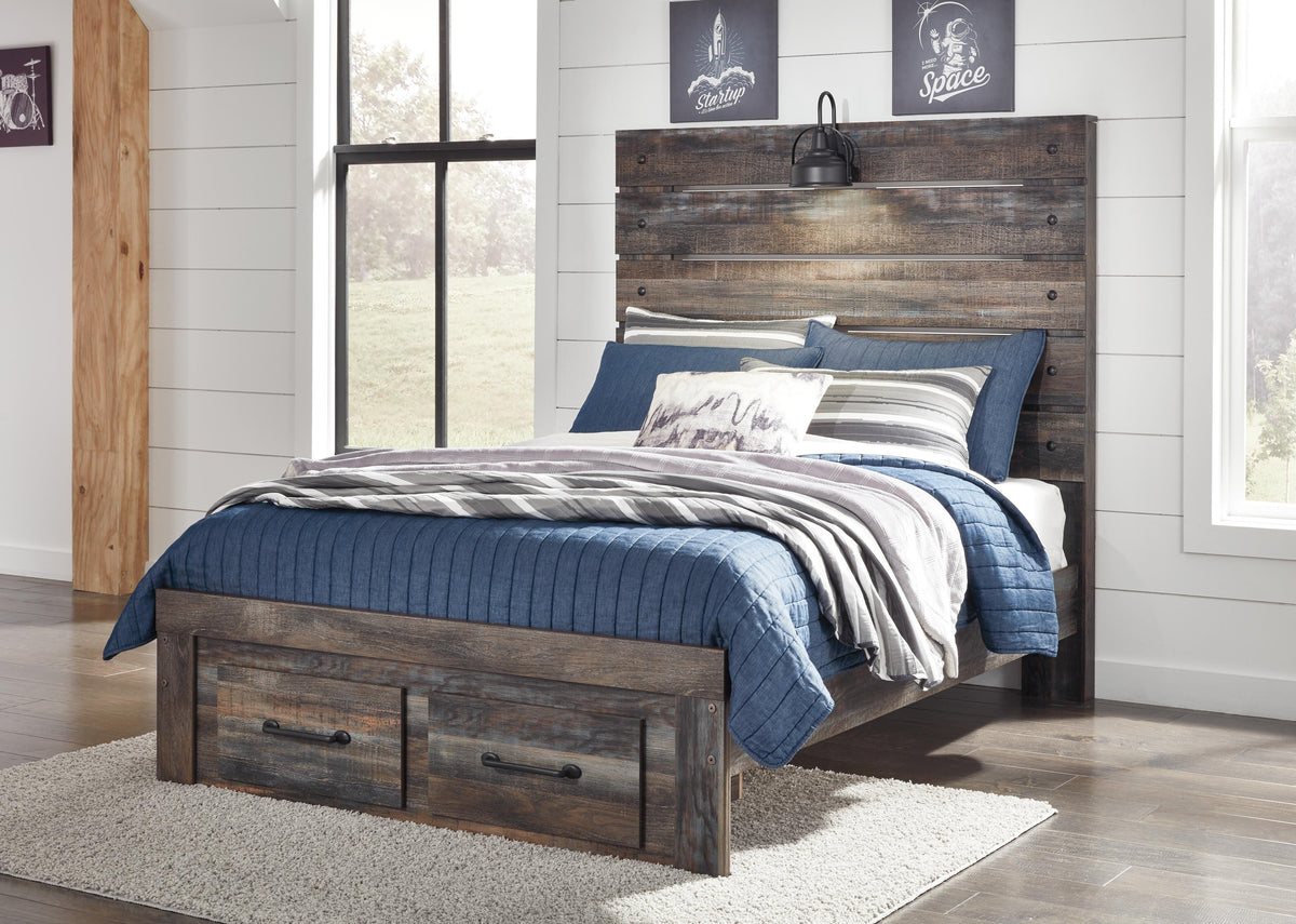 Drystan Panel Bed with 2 Storage Drawers - Full