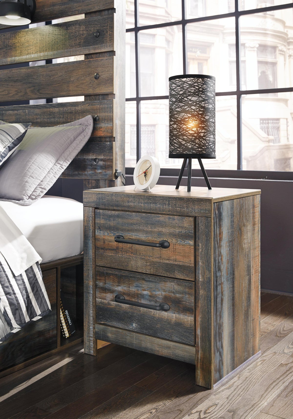 Drystan Panel Bed Set - King, Chest and Nightstand