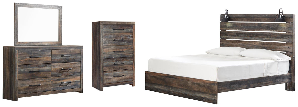 Drystan Panel Bed Set - King, Dresser, Mirror and Chest
