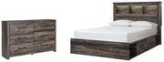 Drystan Bookcase Bed with 4 Storage Drawers Set - Queen, Dresser