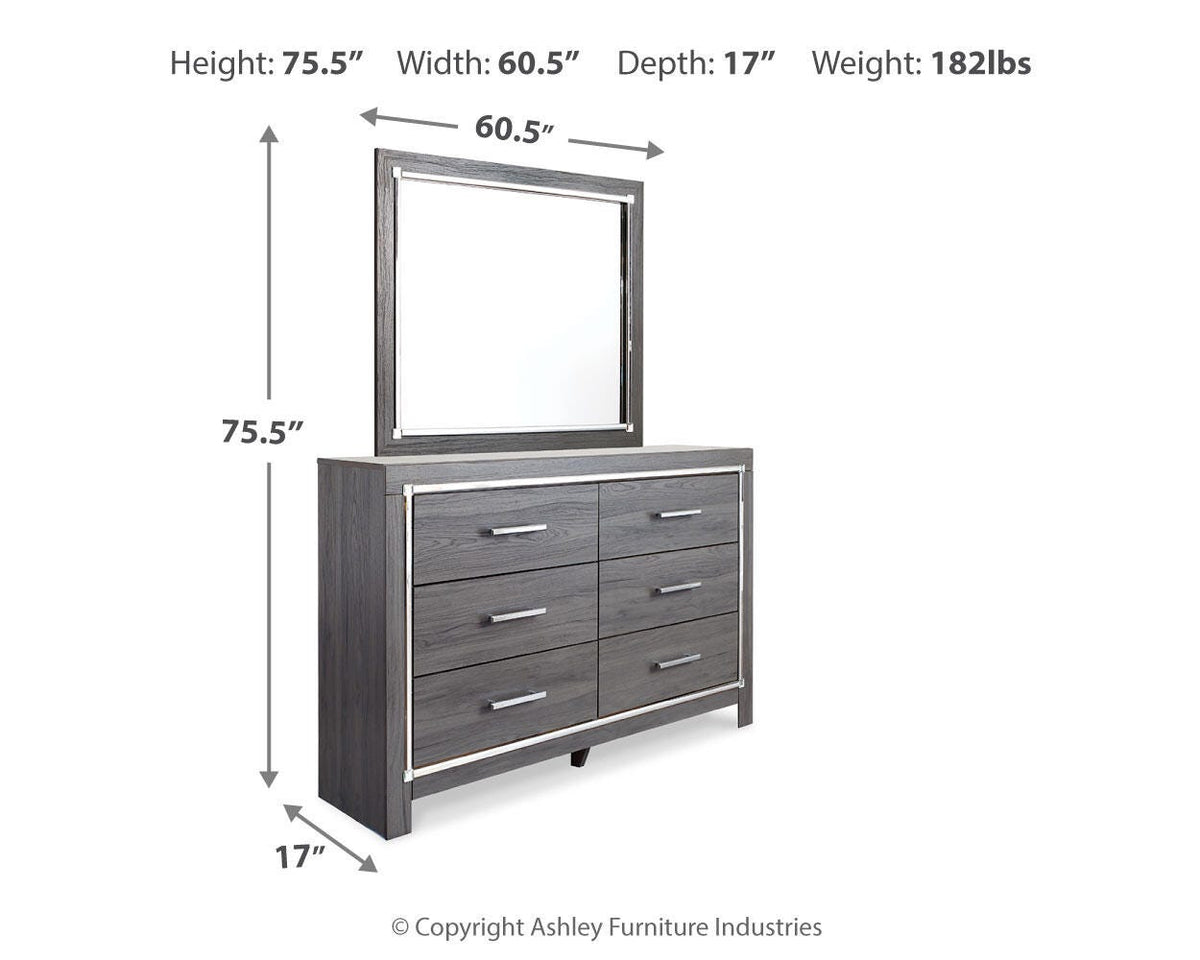 Lodanna Queen Upholstered Panel Bed, Dresser, Mirror and Nightstand