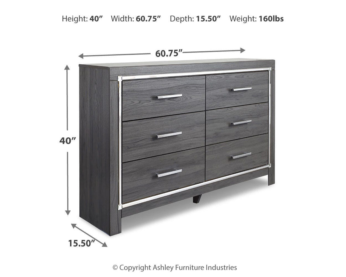 Lodanna King Upholstered Panel Bed, Dresser, Chest and 2 Nightstands