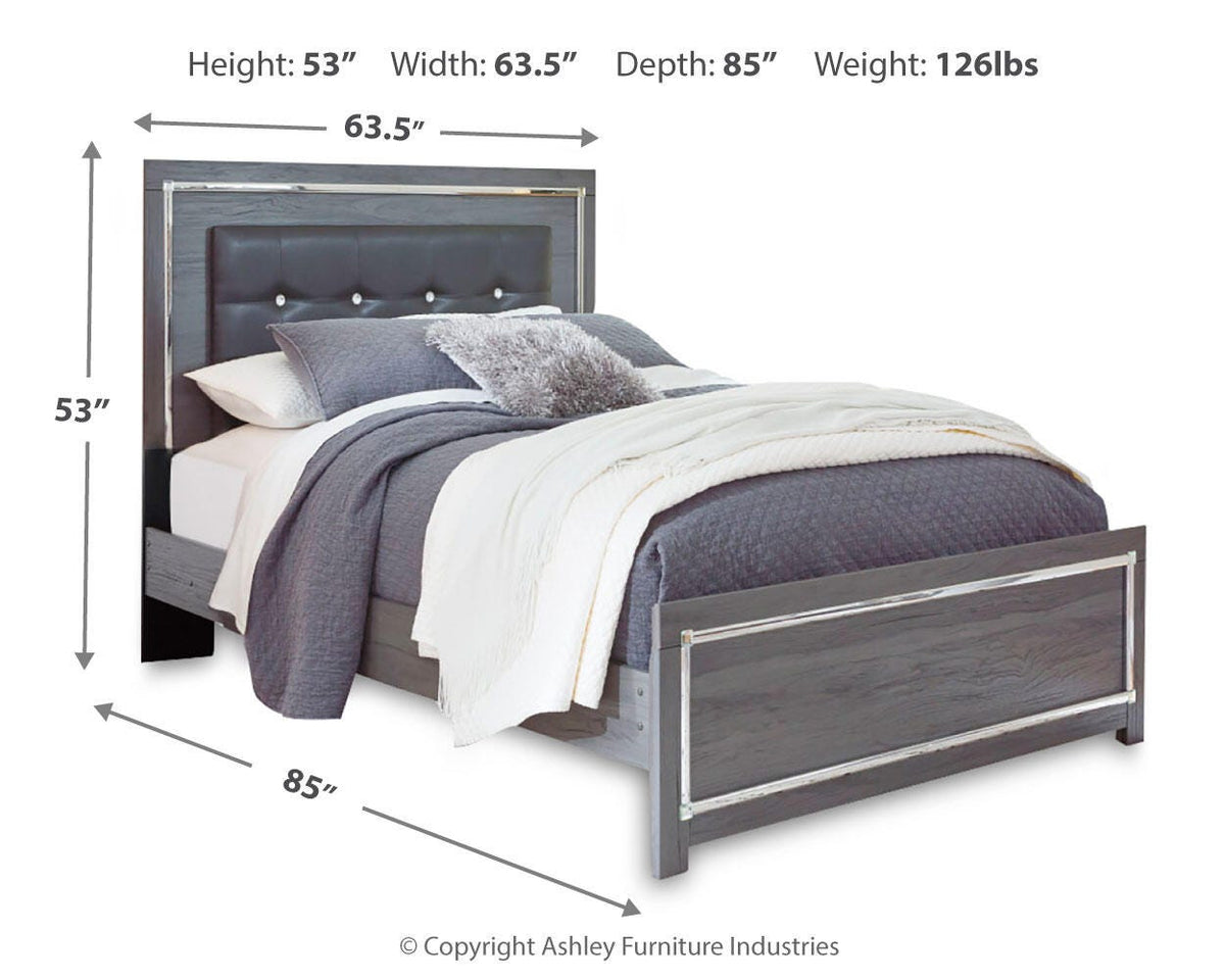 Lodanna Queen Upholstered Panel Bed, Dresser and Mirror