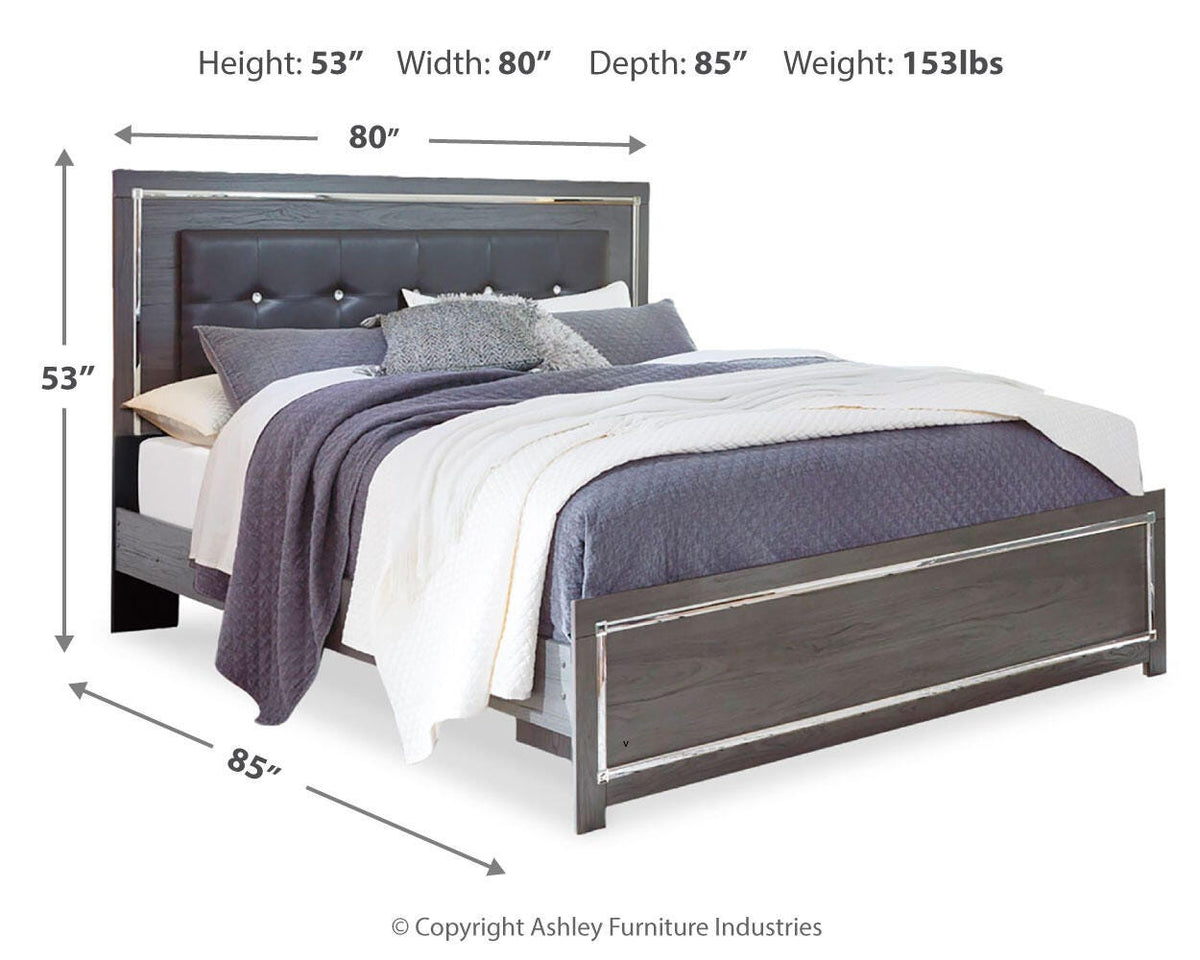 Lodanna King Upholstered Panel Bed, Dresser, Chest and 2 Nightstands