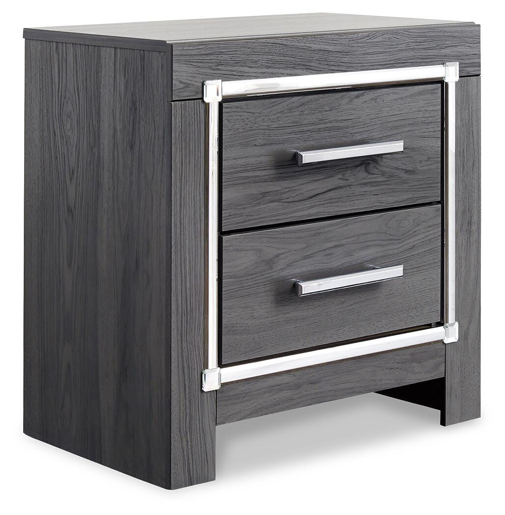 Lodanna Panel Bed with 2 Storage Drawers Set - Full, Mirrored Dresser and 2 Nightstands